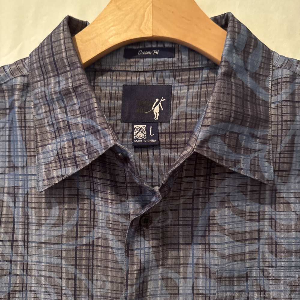 Toes On The Nose Mens LG Hawaiian Blue Floral Button Up Shirt Dream Fit DRESSY